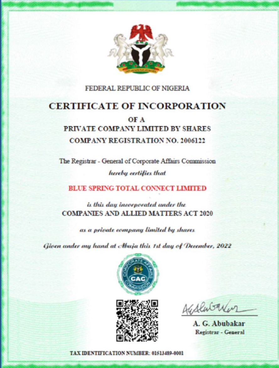 Certificate of Incorporation